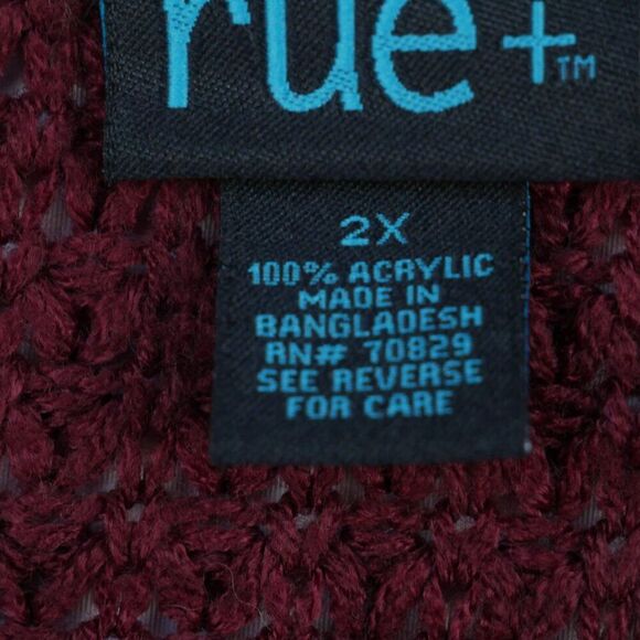 Rue+ Womens Size 2X Knit Cropped Sweater Wine Brown Beige - Picture 5 of 10